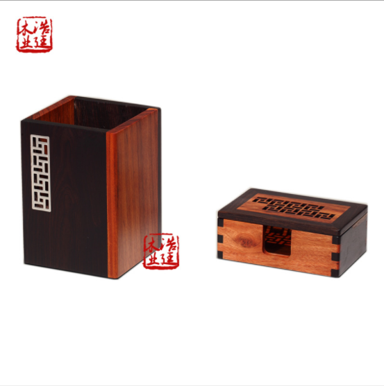 紅木工藝品筆筒鎮(zhèn)紙名片座5件套商務禮品