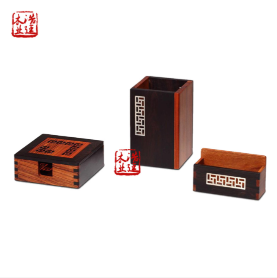 紅木工藝品筆筒鎮(zhèn)紙名片座5件套商務禮品